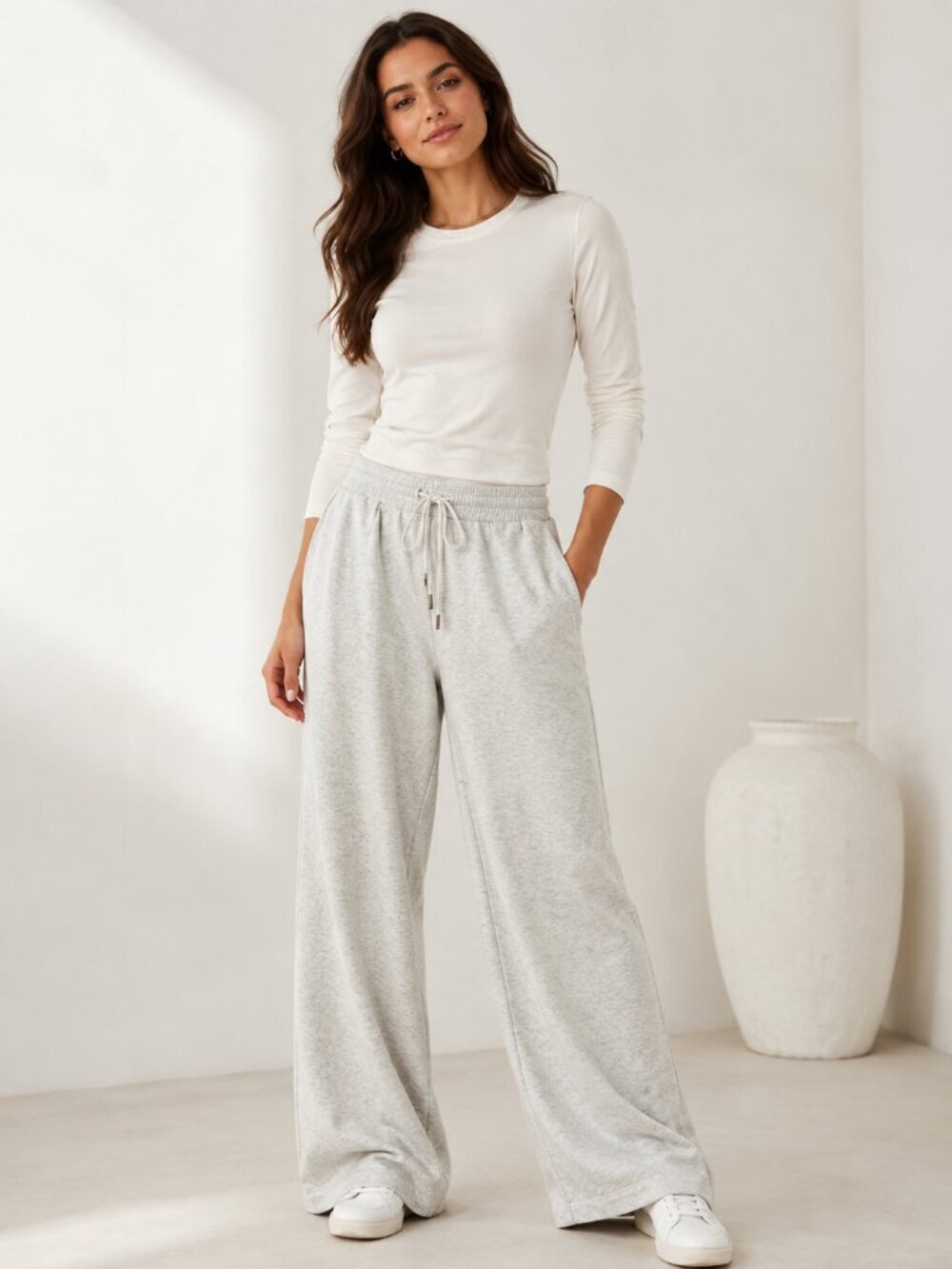 Ulla Johnson Clarke Wide Leg French Terry Lounge Pants Cowrie Size Small